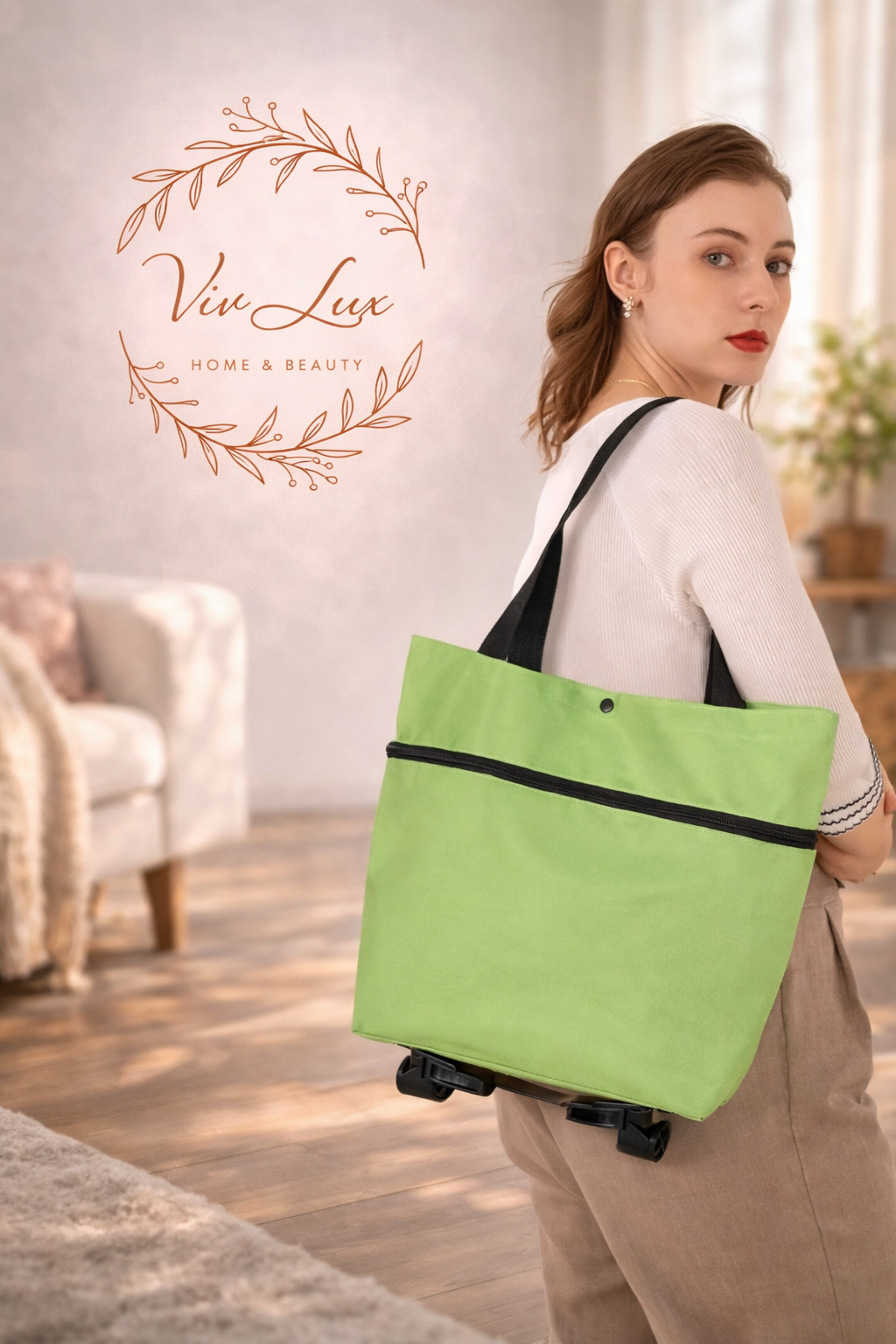 🛒 Carrito de Compra Plegable Verde – Comodidad y Practicidad en Cada Salida