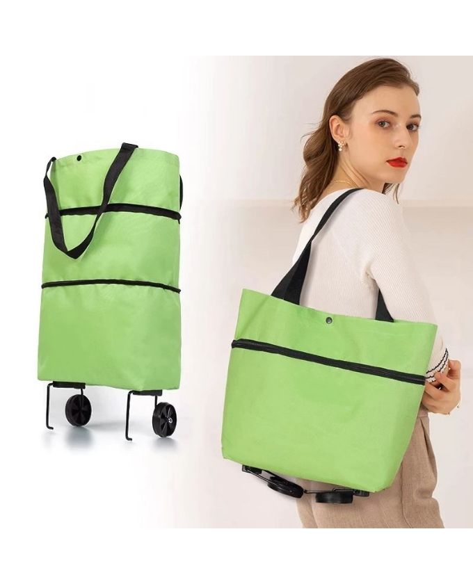 🛒 Carrito de Compra Plegable Verde – Comodidad y Practicidad en Cada Salida